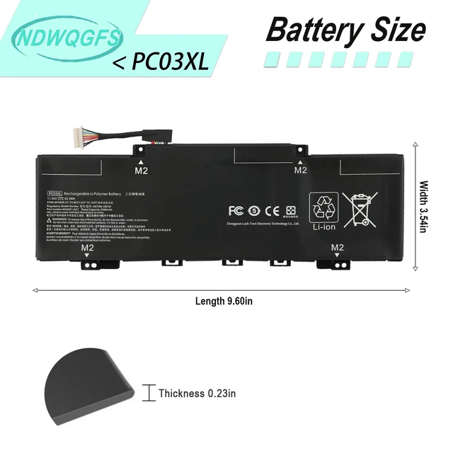 Alt view image 3 of 7 - PC03XL Laptop Battery Replacement for HP Pavilion x360 14-dy 14-dw 15-er Pavilion Aero 13-be Envy x360 14-ES Series 11.55V 43.3Wh Compatible with M24648-005 HSTNN-OB1W M24421-AC1