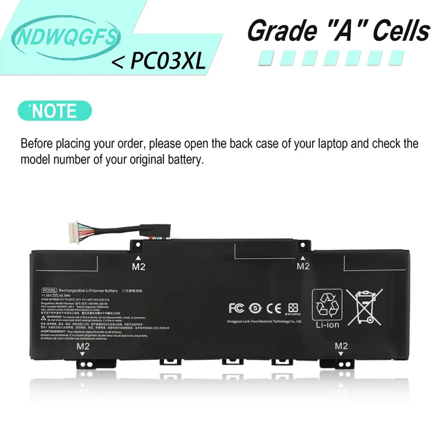 Alt view image 5 of 7 - PC03XL Laptop Battery Replacement for HP Pavilion x360 14-dy 14-dw 15-er Pavilion Aero 13-be Envy x360 14-ES Series 11.55V 43.3Wh Compatible with M24648-005 HSTNN-OB1W M24421-AC1