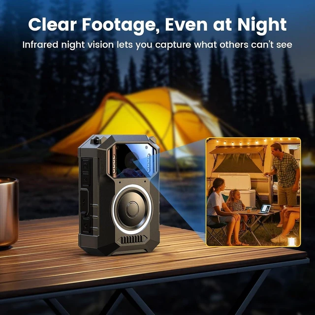 Alt view image 5 of 7 - M11 3.2K Police Body Camera, 128G Big Button Night Vision Body Cam 10H HD video record, 8 IR lights, Windows/Mac support and wearable use for law enforcement, patrol and personal use