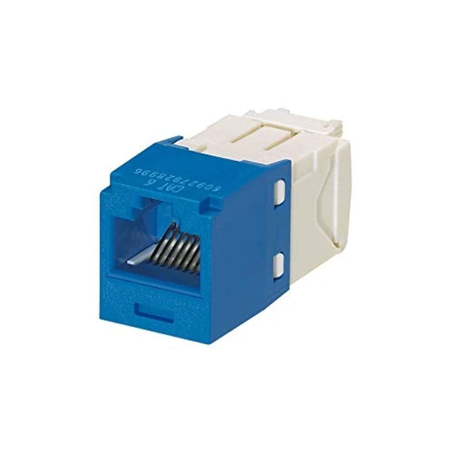 Alt view image 2 of 4 - CJ688TGBU Mini-Com TX6 Plus Cat6 RJ45 Jack Module, Blue, 24-Pack Toolless Install, T568A/T568B Wiring, Polycarbonate Body, Phosphor Bronze Contacts, RoHS Compliant, Exceeds Industry Specs
