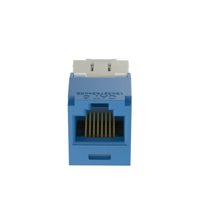 Alt view image 4 of 4 - CJ688TGBU Mini-Com TX6 Plus Cat6 RJ45 Jack Module, Blue, 24-Pack Toolless Install, T568A/T568B Wiring, Polycarbonate Body, Phosphor Bronze Contacts, RoHS Compliant, Exceeds Industry Specs