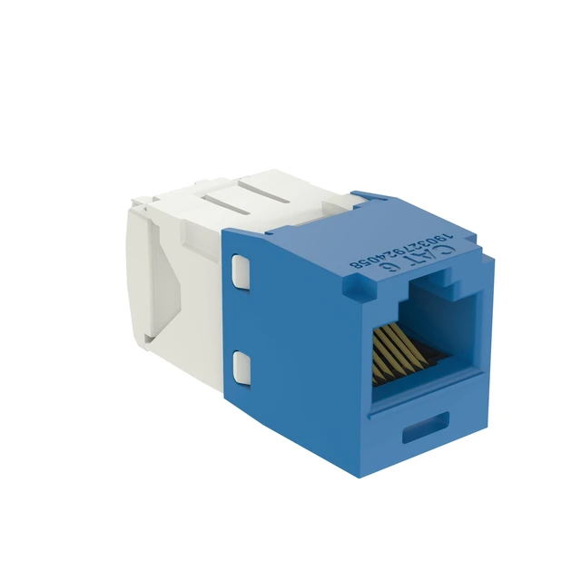 Alt view image 3 of 4 - CJ688TGBU Mini-Com TX6 Plus Cat6 RJ45 Jack Module, Blue, 24-Pack Toolless Install, T568A/T568B Wiring, Polycarbonate Body, Phosphor Bronze Contacts, RoHS Compliant, Exceeds Industry Specs