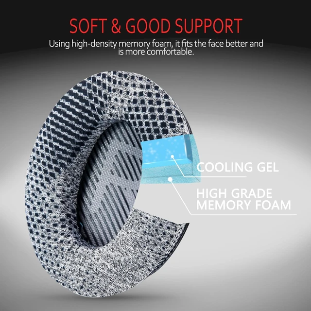 Alt view image 4 of 6 - Cooling Gel Earpads for Bose QC35 & QC45, Fabric,Grey Scrim Fits QC45/QC35 II/QC25/QC2/QC15/AE2/AE2i/SoundLink Headphones; Cooling Gel Memory Foam Bose Headphones Replacement Ear Pads