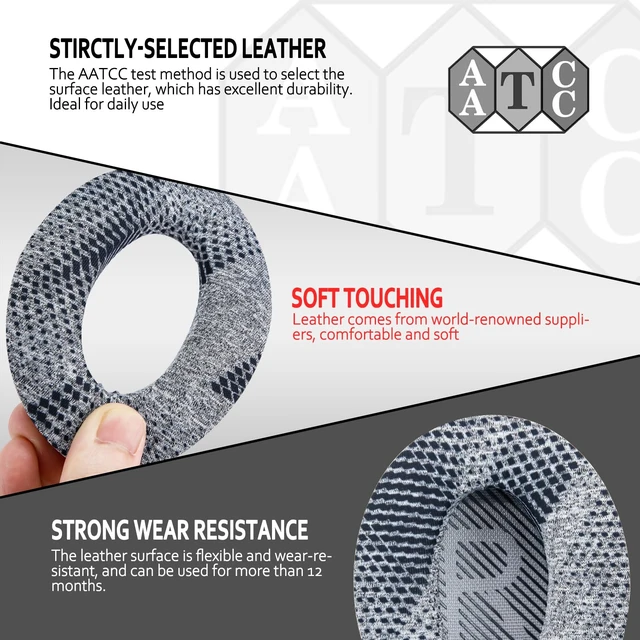 Alt view image 5 of 6 - Cooling Gel Earpads for Bose QC35 & QC45, Fabric,Grey Scrim Fits QC45/QC35 II/QC25/QC2/QC15/AE2/AE2i/SoundLink Headphones; Cooling Gel Memory Foam Bose Headphones Replacement Ear Pads