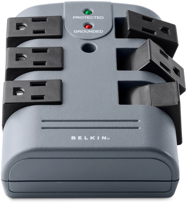 Main image of 6-Outlet Pivot-Plug Surge Protector w/ Wall Mount - Ideal for Mobile Devices, Personal Electronics, Small Appliances and More (1,080 Joules) - 5 Pack