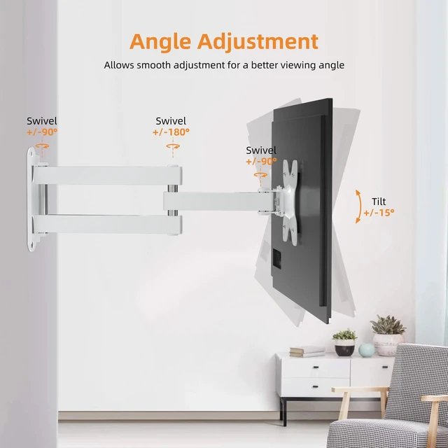 Alt view image 4 of 7 - TV Wall Mount, Bracket for Most 13-32 inch LED, LCD Monitor and Plasma TVs, Max VESA 100x100mm by, White (MA1330W)