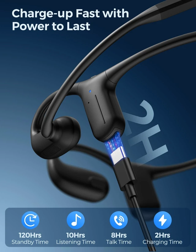 Alt view image 7 of 7 - Open Ear Headphones with Mic, Wireless Headset with Smart Control Noise Canceling Mic, Wireless 5.4 Headset with Mic, Lightweight Air Conduction Headphones for Work, Workout, Driving, Call