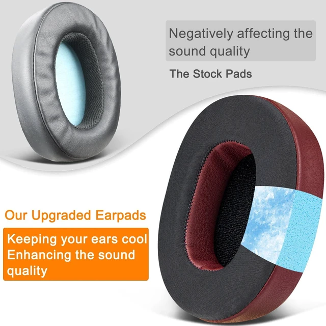 Alt view image 4 of 5 - Cooling-Gel Replacement Earpads for Skullcandy Hesh 3/ANC/Evo & Crusher Wireless/540/ANC/Evo & Venue ANC Over-Ear Headphones, Ear Pads Cushions with Ice Silk Fabric - Burgundy