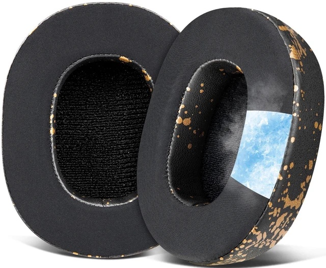 Main image of Cooling-Gel Replacement Earpads for Skullcandy Hesh 3/ANC/Evo & Crusher Wireless/540/ANC/Evo & Venue ANC Over-Ear Headphones, Ear Pads Cushions with Ice Silk Fabric - Black Gold