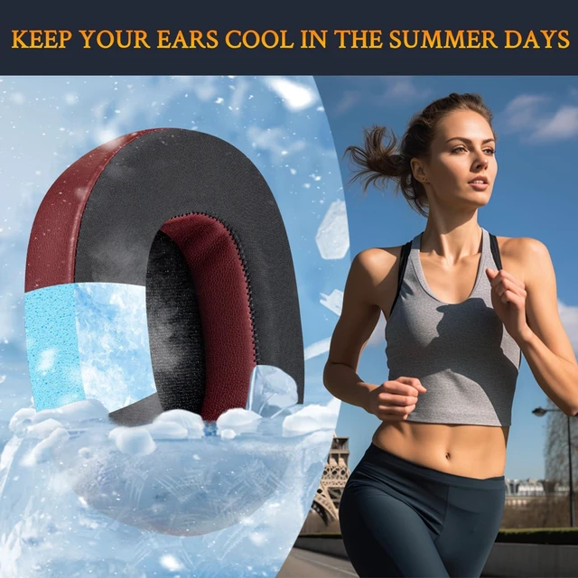 Alt view image 5 of 5 - Cooling-Gel Replacement Earpads for Skullcandy Hesh 3/ANC/Evo & Crusher Wireless/540/ANC/Evo & Venue ANC Over-Ear Headphones, Ear Pads Cushions with Ice Silk Fabric - Burgundy