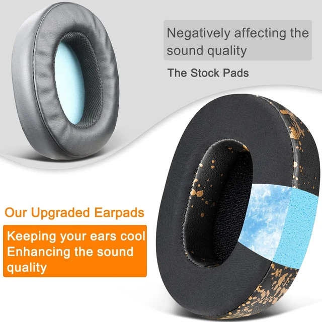 Alt view image 4 of 5 - Cooling-Gel Replacement Earpads for Skullcandy Hesh 3/ANC/Evo & Crusher Wireless/540/ANC/Evo & Venue ANC Over-Ear Headphones, Ear Pads Cushions with Ice Silk Fabric - Black Gold