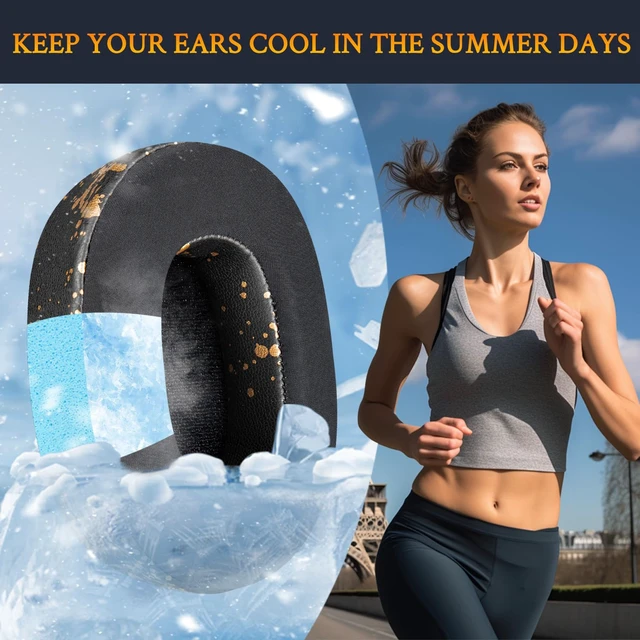 Alt view image 5 of 5 - Cooling-Gel Replacement Earpads for Skullcandy Hesh 3/ANC/Evo & Crusher Wireless/540/ANC/Evo & Venue ANC Over-Ear Headphones, Ear Pads Cushions with Ice Silk Fabric - Black Gold