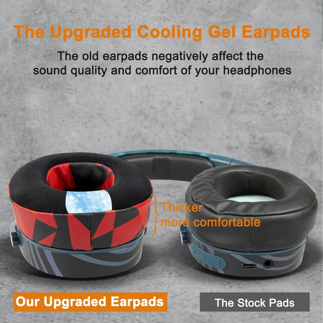 Alt view image 5 of 7 - Cooling-Gel Replacement Earpads for Skullcandy Hesh 3/ANC/Evo & Crusher Wireless/540/ANC/Evo & Venue ANC Over-Ear Headphones, Ear Pads Cushions with Ice Silk Fabric - Red Storm