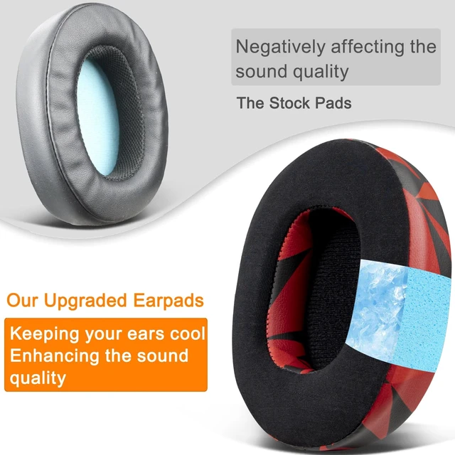 Alt view image 6 of 7 - Cooling-Gel Replacement Earpads for Skullcandy Hesh 3/ANC/Evo & Crusher Wireless/540/ANC/Evo & Venue ANC Over-Ear Headphones, Ear Pads Cushions with Ice Silk Fabric - Red Storm