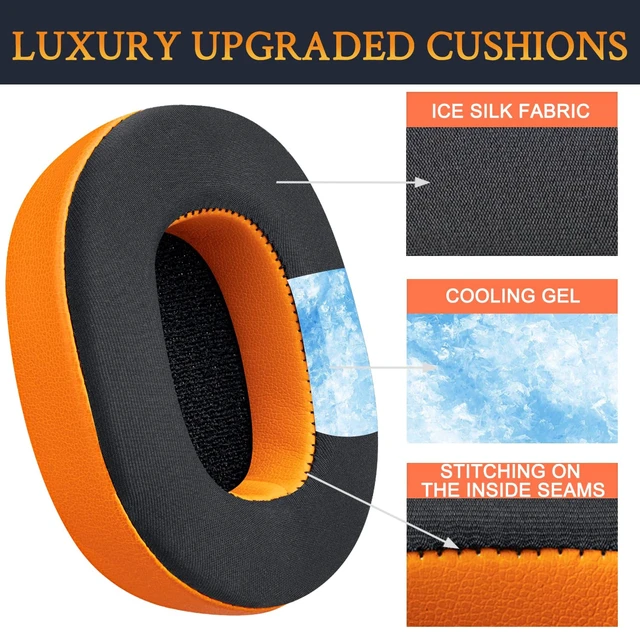 Alt view image 3 of 5 - Cooling-Gel Replacement Earpads for Skullcandy Hesh 3/ANC/Evo & Crusher Wireless/540/ANC/Evo & Venue ANC Over-Ear Headphones, Ear Pads Cushions with Ice Silk Fabric - Orange