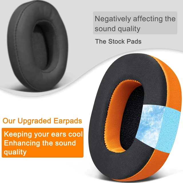 Alt view image 4 of 5 - Cooling-Gel Replacement Earpads for Skullcandy Hesh 3/ANC/Evo & Crusher Wireless/540/ANC/Evo & Venue ANC Over-Ear Headphones, Ear Pads Cushions with Ice Silk Fabric - Orange