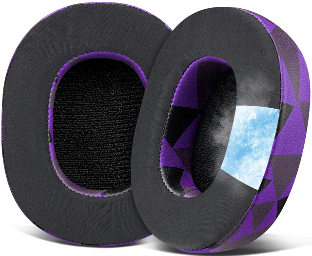 Main image of Cooling-Gel Replacement Earpads for Skullcandy Hesh 3/ANC/Evo & Crusher Wireless/540/ANC/Evo & Venue ANC Over-Ear Headphones, Ear Pads Cushions with Ice Silk Fabric - Purple Black