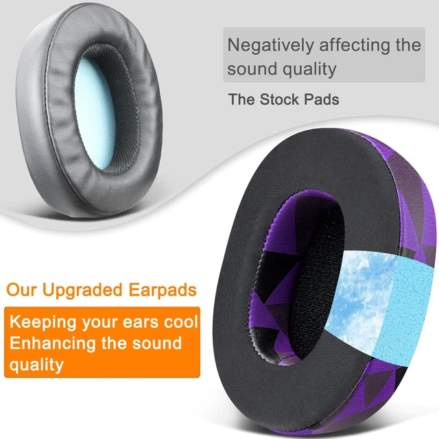 Alt view image 4 of 5 - Cooling-Gel Replacement Earpads for Skullcandy Hesh 3/ANC/Evo & Crusher Wireless/540/ANC/Evo & Venue ANC Over-Ear Headphones, Ear Pads Cushions with Ice Silk Fabric - Purple Black