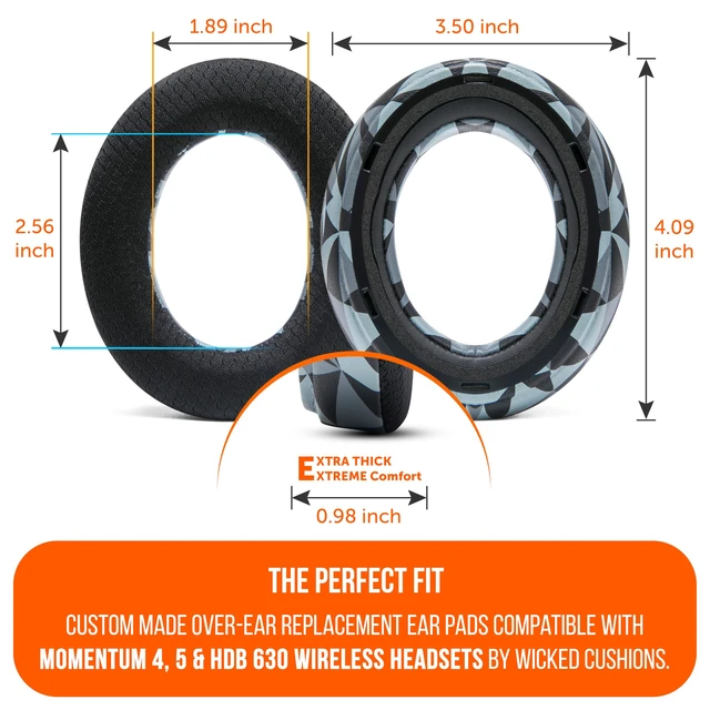 Alt view image 5 of 7 - Freeze Momentum 4 & 5 - Cooling Gel Earpads for Sennheiser Momentum Made by Wicked Cushions Fits Momentum 4 & 5 Wireless. Boost Comfort, Thickness & Sound Isolation Geo Grey