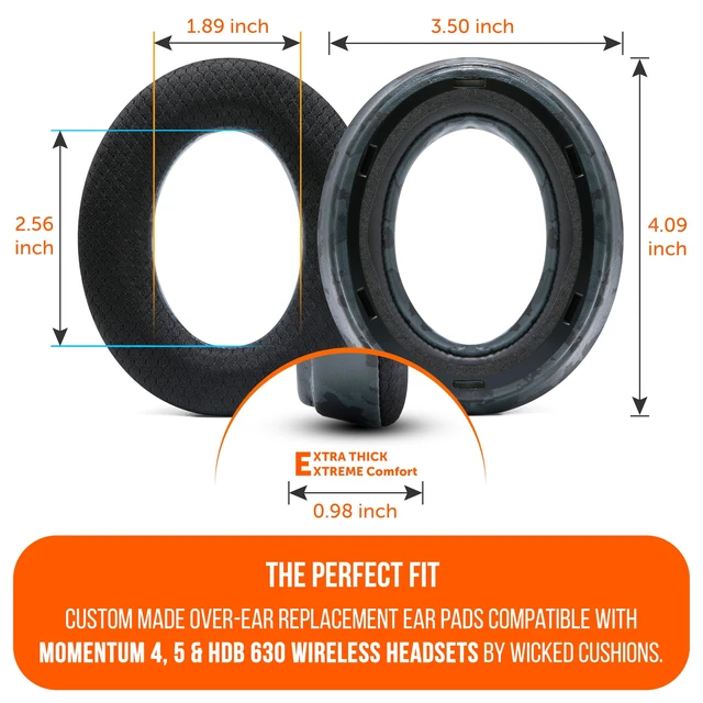 Alt view image 5 of 7 - Freeze Momentum 4 & 5 - Cooling Gel Earpads for Sennheiser Momentum Made by Wicked Cushions Fits Momentum 4 & 5 Wireless. Boost Comfort, Thickness & Sound Isolation Black Camo
