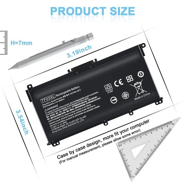 Alt view image 2 of 7 - TF03XL Laptop Battery Compatible with HP Pavilion X360 920070-855 14m-cd0003dx 14m-cd0001dx 15-cc0xx 15-cc1xx 15-cc123cl 15-cc563st 17-ar050wm 15-cc 15-cd 15-ck 14-bf 17-ar Series tpn-q190