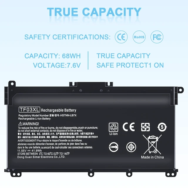 Alt view image 5 of 7 - TF03XL Laptop Battery Compatible with HP Pavilion X360 920070-855 14m-cd0003dx 14m-cd0001dx 15-cc0xx 15-cc1xx 15-cc123cl 15-cc563st 17-ar050wm 15-cc 15-cd 15-ck 14-bf 17-ar Series tpn-q190