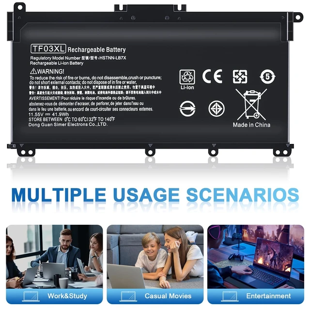 Alt view image 7 of 7 - TF03XL Laptop Battery Compatible with HP Pavilion X360 920070-855 14m-cd0003dx 14m-cd0001dx 15-cc0xx 15-cc1xx 15-cc123cl 15-cc563st 17-ar050wm 15-cc 15-cd 15-ck 14-bf 17-ar Series tpn-q190
