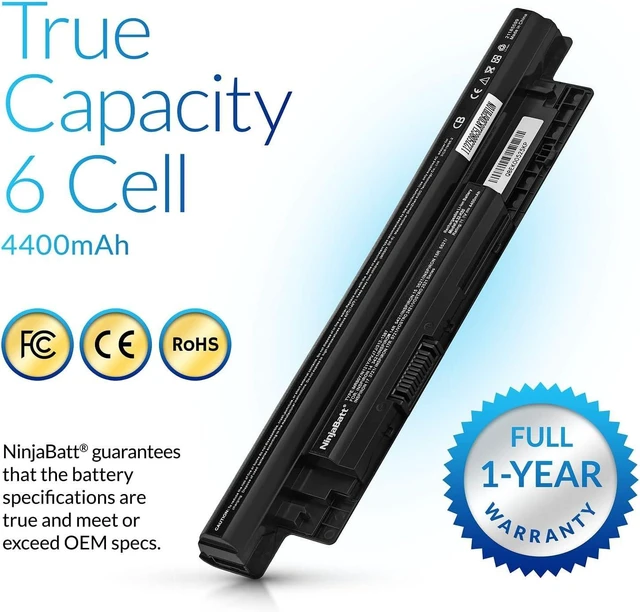 Alt view image 4 of 7 - Battery for Dell XCMRD MR90Y Inspiron 15 3521 3537 3541 17 Fits 3542 3543 3531 3721 3737 5537 5521 3421 5421 Latitude 3540 3440 FW1MN 49VTP V8VNT 6 cells 49Wh 4400mAh 11.1V