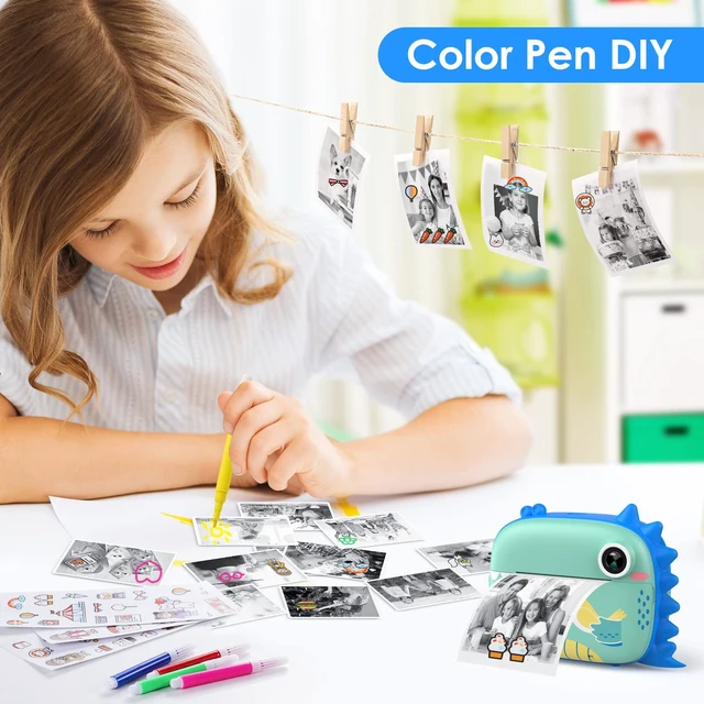 Alt view image 5 of 7 - Kids Camera Instant Print, Selfie Digital Camara for Kids with Print Paper & 32G Card, 2.5K Video & Instant Print Camera with Color Pens for DIY, Fun Gift for Girls Boys 3-12 Years Old (Blue)