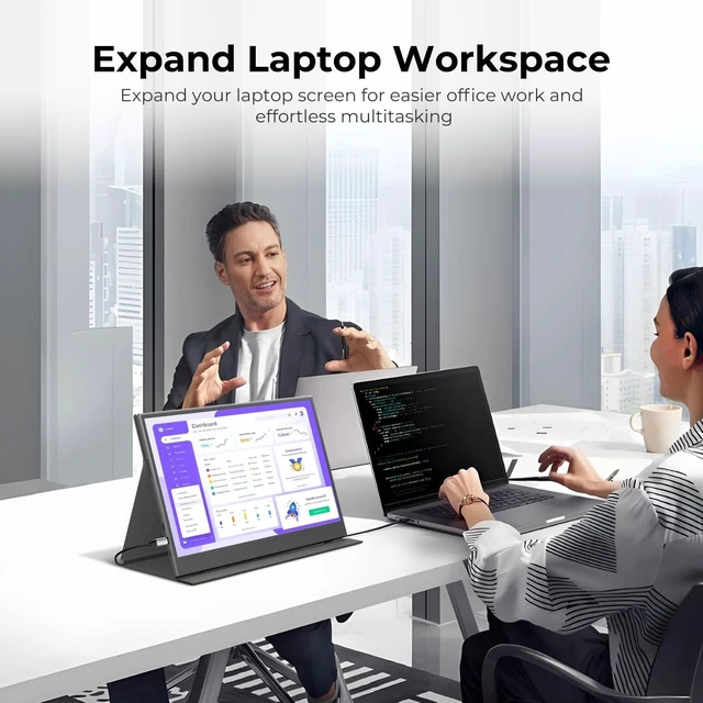 Alt view image 2 of 7 - 15.6 Inch Portable Monitor 1080P 60Hz FHD IPS Display with Case USB-C & HDMI, Ultra-Slim Travel & Gaming Monitor for Laptop MacBook Phone Xbox PS4/5 Switch