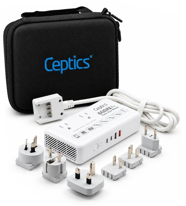 Main image of 600W Pure Sine Wave 220v to 110v Converter, Step Down Voltage Converter us to Europe, 6 Plug attachments and 4 USB Ports (35W max), Perfect for Hair dryers, Straighteners and Curling Irons