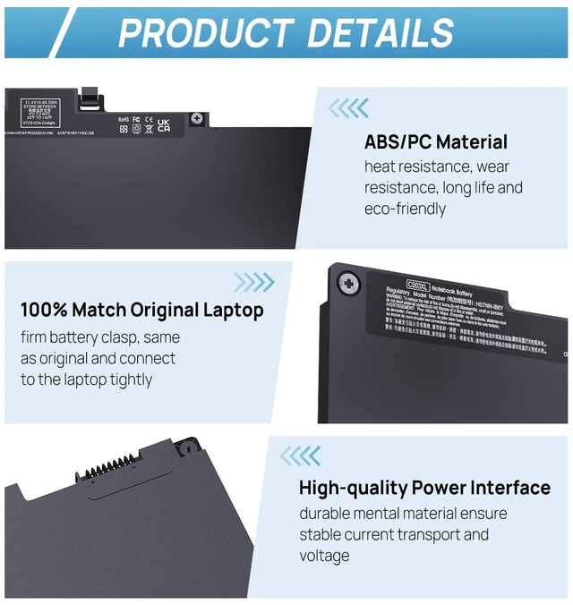 Alt view image 3 of 6 - CS03XL Laptop Battery for HP Elitebook 840 G3 840 G4 850 755 745 G3 G4, ZBook 15U G3 G4 Series, P/N: HSTNN-IB6Y CS03046XL 800513-001 800231-1C1 800231-141 HSTNN-UB6S HSTNN-I33C-4