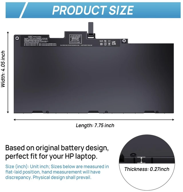 Alt view image 2 of 6 - CS03XL Laptop Battery for HP Elitebook 840 G3 840 G4 850 755 745 G3 G4, ZBook 15U G3 G4 Series, P/N: HSTNN-IB6Y CS03046XL 800513-001 800231-1C1 800231-141 HSTNN-UB6S HSTNN-I33C-4