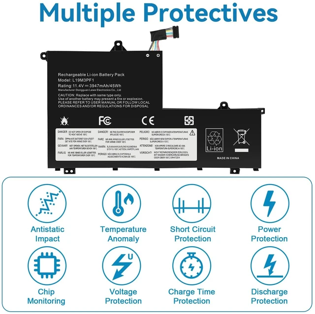Alt view image 7 of 7 - L19M3PF1 Laptop Battery Replacement for Lenovo ThinkBook 15-IML 15-IIL 14-IML 14-IIL Series L19C3PF1 L19D3PF1 L19L3PF1 L19M3PF2 L19C3PF9 L19M3PF9 L19L3PF8 L19D3PF2