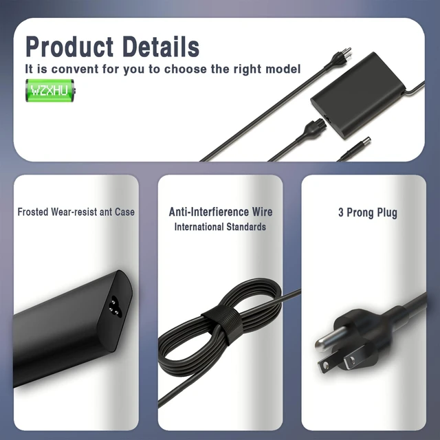 Alt view image 3 of 7 - 65W Laptop Charger for Dell Latitude 5400 7480 7490 5480 5590 5500 5490 5580 7280 7290 7390 7400 E5400 E5420 E5450 E5470 E5570 E6420 E6430 E6540 E7470 E7480 AC Adapter Power Cord