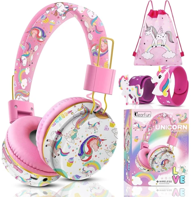 Main image of Unicorn Kids Bluetooth Headphones, 85dB Safe Volume Limit For kids at school, tablet, travel, or airplane use, enjoy wireless mode, mic, Bluetooth 5.2, fast charging, foldable design
