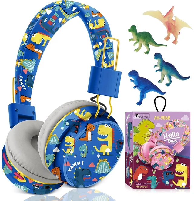 Main image of Dinosaur Kids Bluetooth Headphones, 85dB Safe Volume Limit For kids at school, tablet, travel, or airplane use, enjoy wireless mode, mic, Bluetooth 5.2, fast charging, foldable design