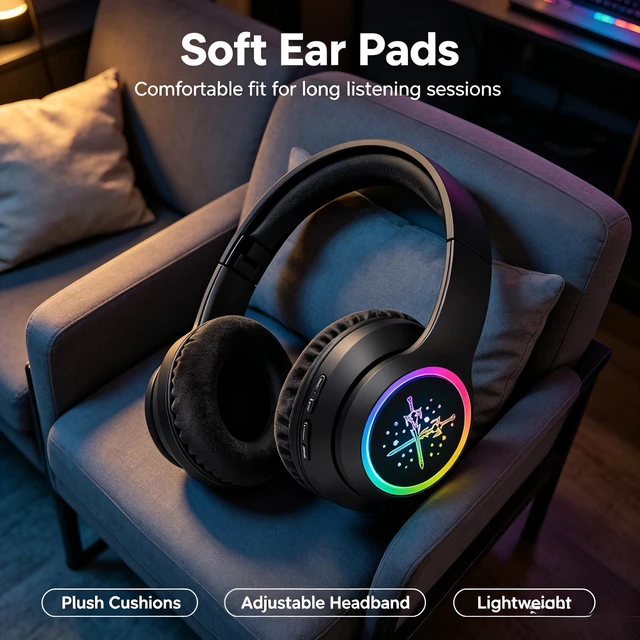 Alt view image 5 of 7 - Boys Headphones, Sword Light up Headphone, Kids Bluetooth Headphones Wireless for Boys Girls Toddler Fire Tablet/Laptop/Pad/Schoo (Black Sword)