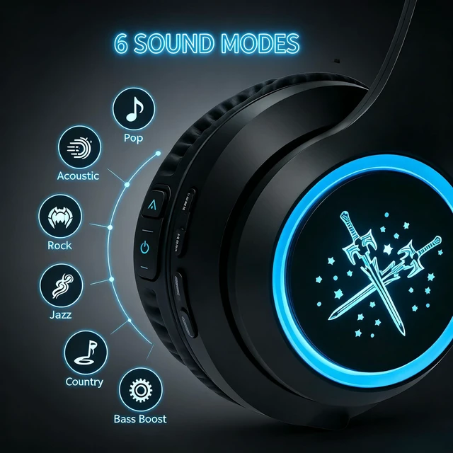 Alt view image 6 of 7 - Boys Headphones, Sword Light up Headphone, Kids Bluetooth Headphones Wireless for Boys Girls Toddler Fire Tablet/Laptop/Pad/Schoo (Black Sword)