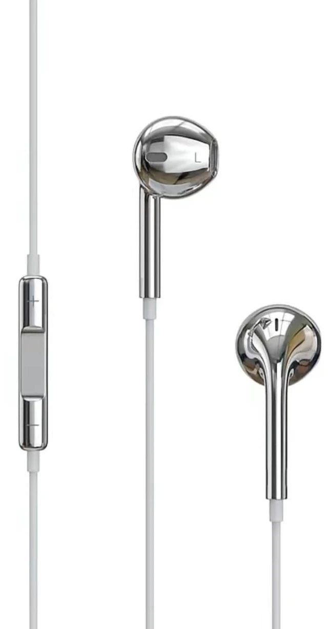 Main image of Wired Earbuds with Chrome Finish, Y2K Style In-Line Volume Control, Portable Design, Trendy Y2K Aesthetic, Chrome Metallic Finish, USB-C Compatible