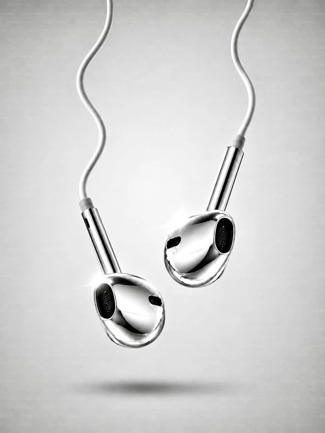 Alt view image 4 of 5 - Wired Earbuds with Chrome Finish, Y2K Style In-Line Volume Control, Portable Design, Trendy Y2K Aesthetic, Chrome Metallic Finish, USB-C Compatible
