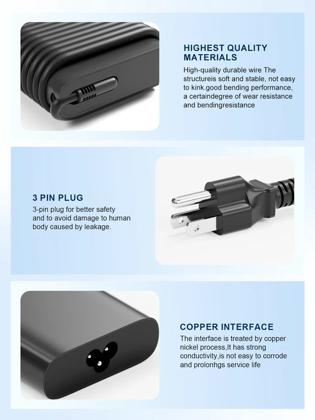Alt view image 4 of 6 - 180W Slim Power Cord for Dell Precision & Alienware Compatible with Precision 7530/7540/7550/7560/7670/7680/7770/7780,Alienware 15 R4/17 R5/M15 R2/R3/R5/R6/R7/M17 R2/R3