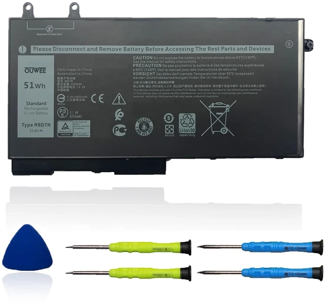 Main image of R8D7N Laptop Battery Compatible with Dell Latitude 5400 5410 5500 5510 Precision 3540 3550 Inspiron 7590 7591 7791 2-in-1 Series 0R8D7N 1V1XF 4GVMP W8GMW 11.4V 51Wh