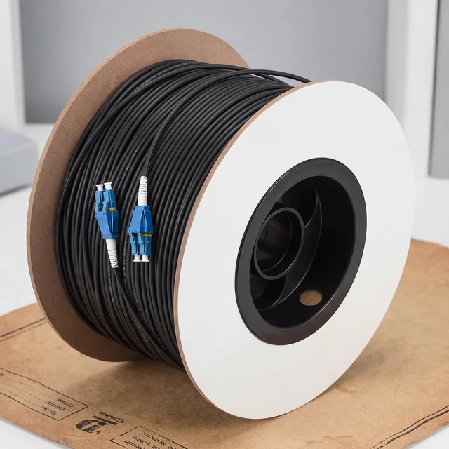 Alt view image 7 of 7 - 250M/820FT LC to LC Outdoor Armored Fiber Optic Single Mode Duplex 9/125um Cable Jumper Internet Cable, Compatible with OS1/OS2, Low Friction LSZH, Black