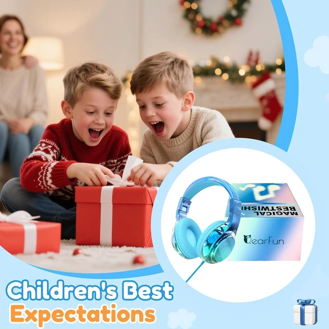 Alt view image 2 of 7 - USB C Kids Wired Headphones with Mic, 85/94dB Safe Volume Limit Kids headphones with cord, foldable on-ear fit, tangle-free, sharing port for school, Chromebook, tablet, travel, boys girls