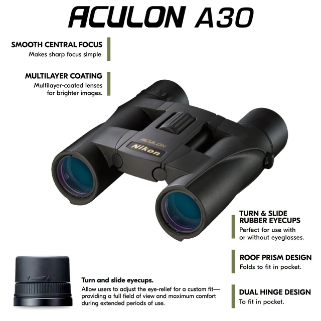 Alt view image 6 of 7 - ACULON A30 10x25 Compact Binoculars - Lightweight Dual-Hinge Design, Multilayer-Coated Lenses, Smooth Central Focus, Ergonomic Grip for Hunting, Hiking, and Outdoor Adventures