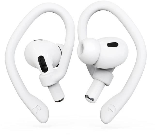 Main image of Ear Hooks 2 Pairs for AirPods Pro 2 & 1, AirPods 4 & 3, Anti-Slip Comfortable Fit, Ergonomic Design, Accessories (Small, White)