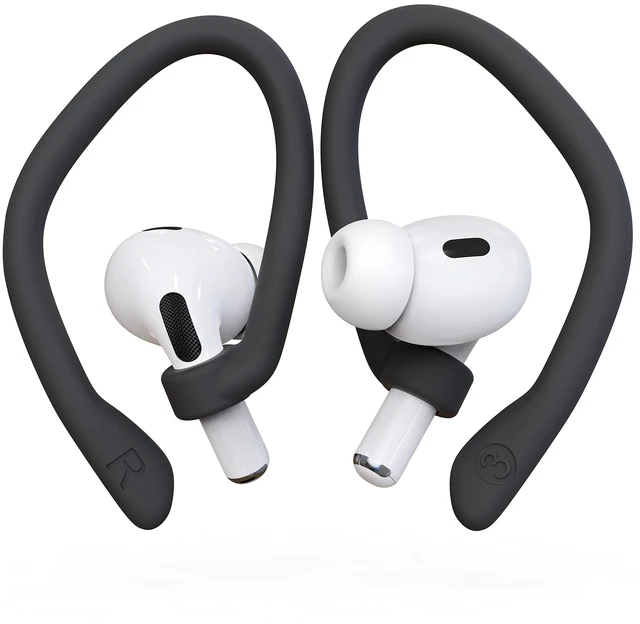 Main image of Ear Hooks 2 Pairs for AirPods Pro 2 & 1, AirPods 4 & 3, Anti-Slip Comfortable Fit, Ergonomic Design, Accessories (Large, Black)
