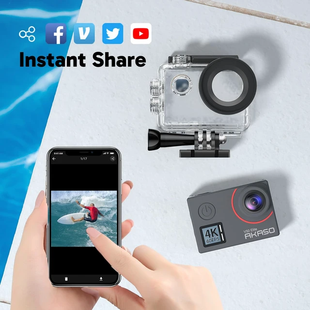 Alt view image 7 of 7 - V50 Elite 4K60fps Touch Screen WiFi Action Camera Voice Control EIS 8X Zoom, 131 feet Waterproof Camera, Remote Control
