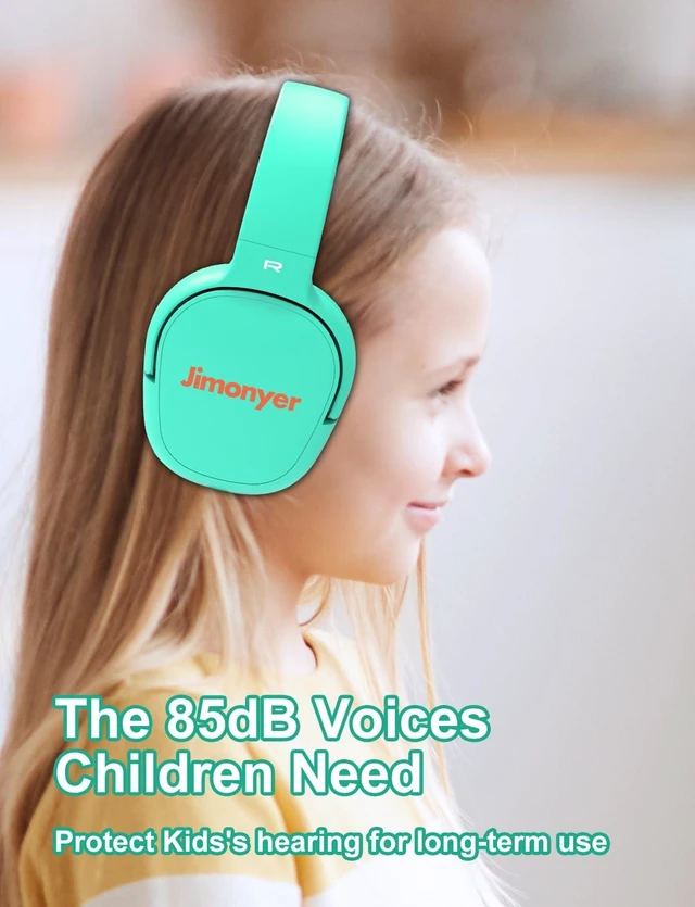 Alt view image 2 of 7 - Kids Headphones for School, 3.5mm Jack Wired Headphones for Kids with Safe Volume Limiter, HD Stereo Sound On-Ear Girls Boys Toddler Headphone for Tablet, iPad, Kindle(Green)